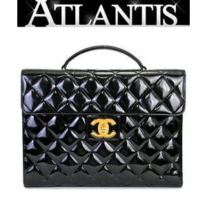 Chanel Matelasse Business Bag Briefcase Vernis Leather Black GG